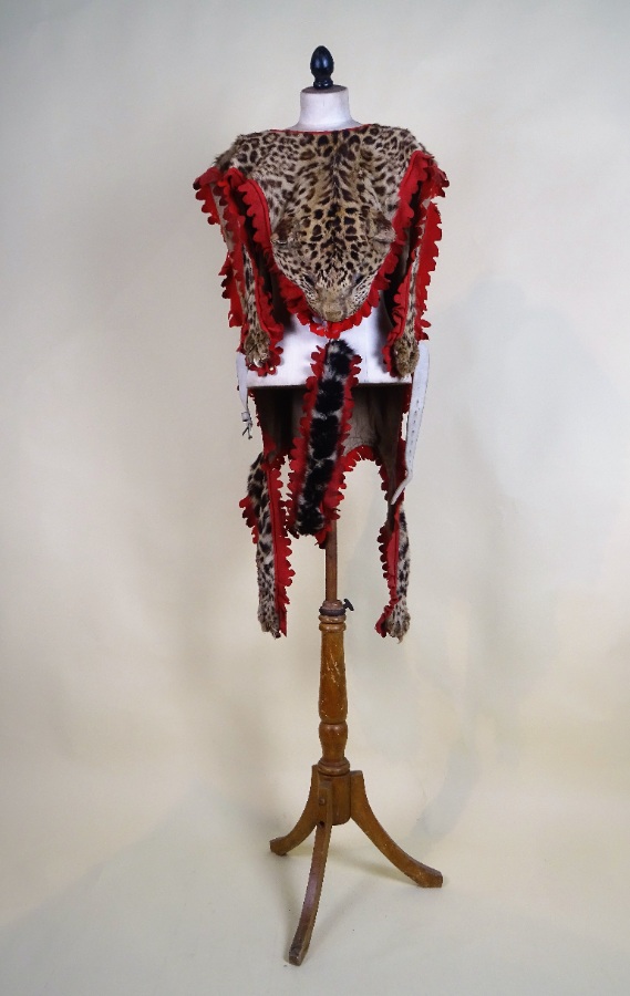 Campaign Military Drummers Leopard Skin Taxidermy Apron, Boer War